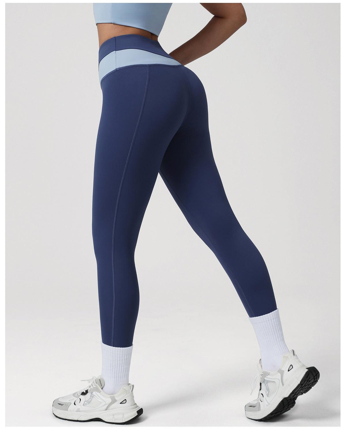 Contrast Color High-Waist Yoga Pants – Hip Lift Sports Tights for Women