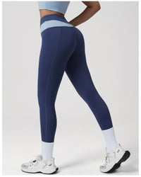 Contrast Color High-Waist Yoga Pants – Hip Lift Sports Tights for Women