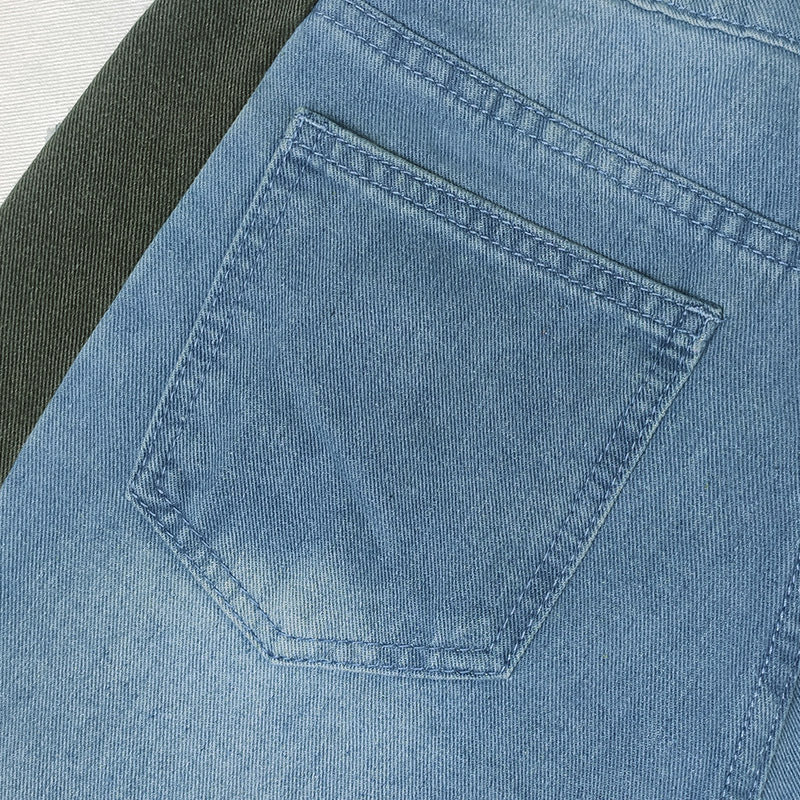 Blue Denim Black Striped Jeans - Modestly Vogue 