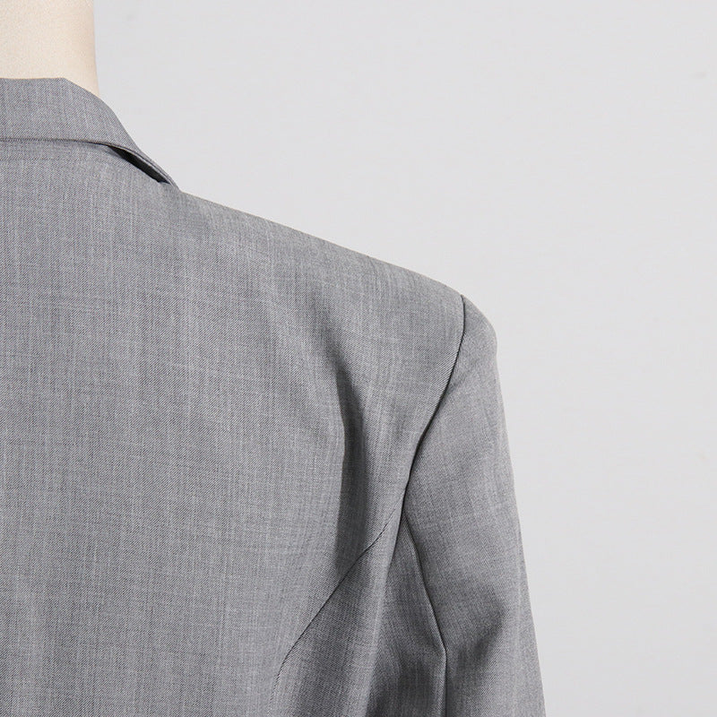 Elegant Double Breasted Ruffled Waist Short Blazer - Modestly Vogue 