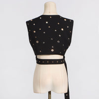 Fashionable Trendy Sleeveless Riveted Belted Tank Top - Modestly Vogue 