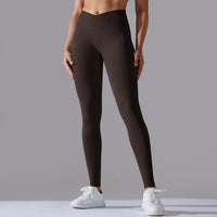 Seamless Knitted Yoga Pants Cross Waist Peach Hip Raise Yoga Pants - Modestly Vogue 