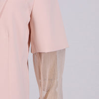 V-Neck Pink Mesh Stitching Long Sleeve Women’s Blazer - Modestly Vogue 