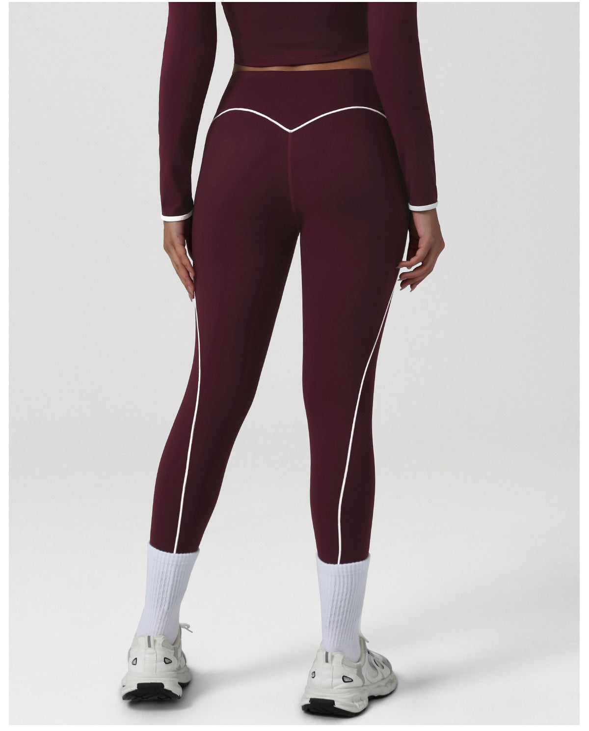 Autumn Winter Nude Feel Contrast Color Yoga Ninth Pants Autumn Winter Sports Workout Clothes Women Running Workout Trousers