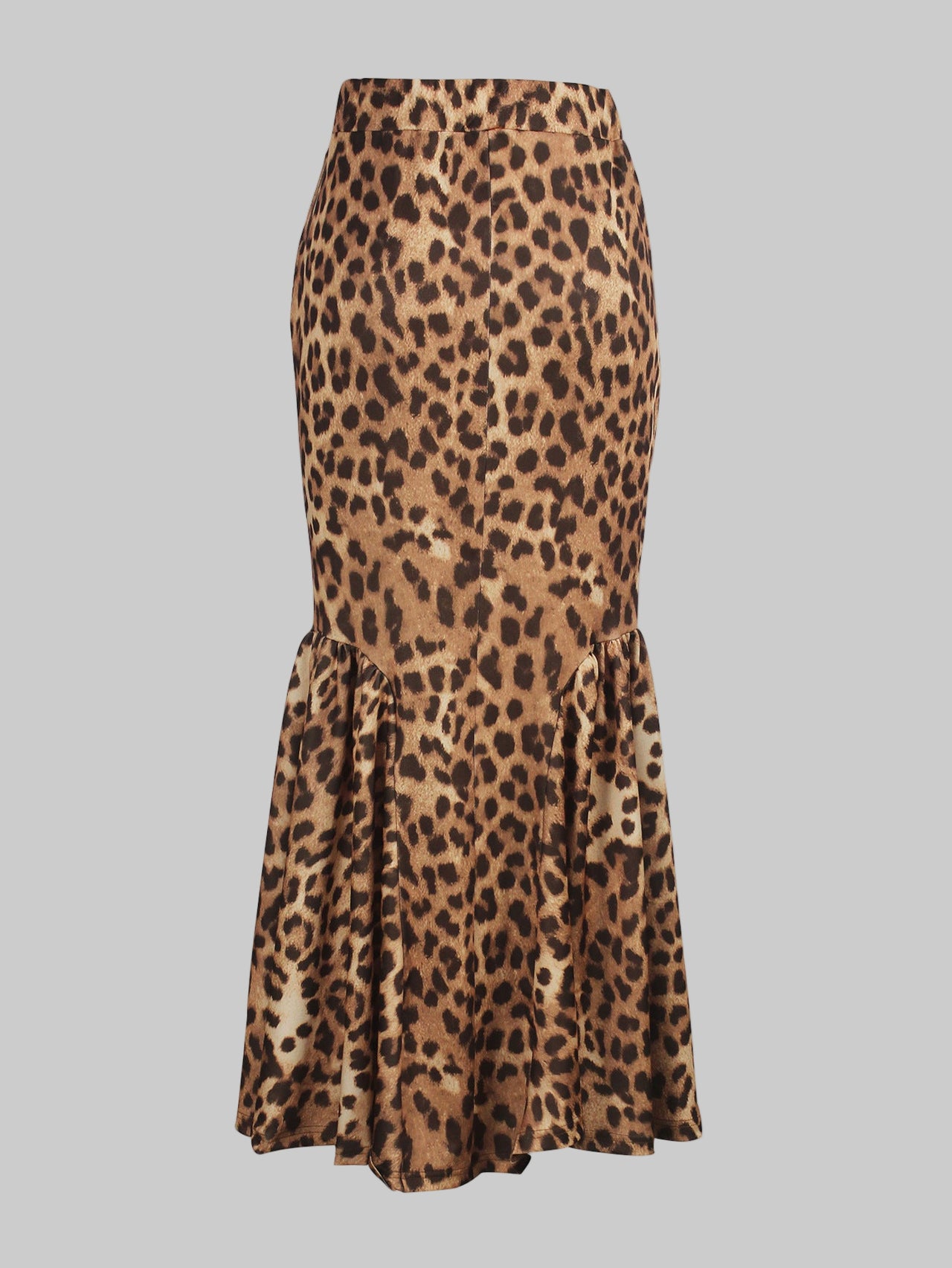 Leopard Print Figure-Flattering High Waist Flare Animal Print Skirt