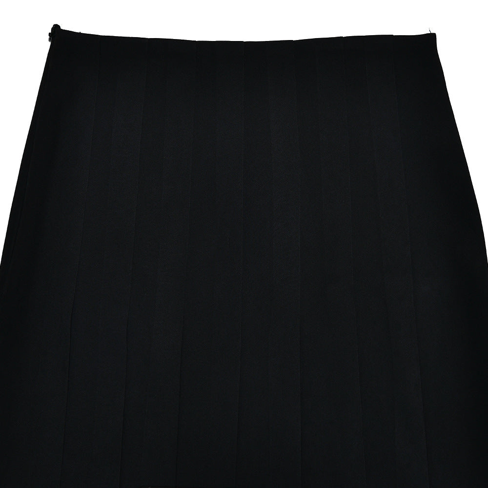 Neutral Autumn Elegant Maxi Skirt Sleeveless Vest Pleated Dress Two Piece Set - Modestly Vogue 