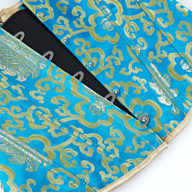 Blue Bronzed Color Tie Back Corset Bustier Top - Modestly Vogue 