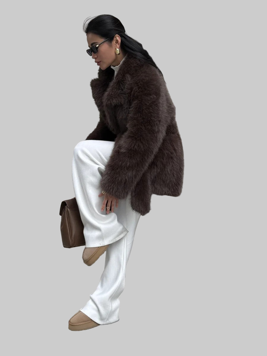 Thickened Faux Fur Coat Women – Mid-Length Belted Fox Fur Overcoat