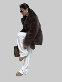Thickened Faux Fur Coat Women – Mid-Length Belted Fox Fur Overcoat