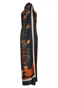 Summer Vintage Print Straight Wide Leg Pants Cross Halterneck Top Two Piece Sets - Modestly Vogue 
