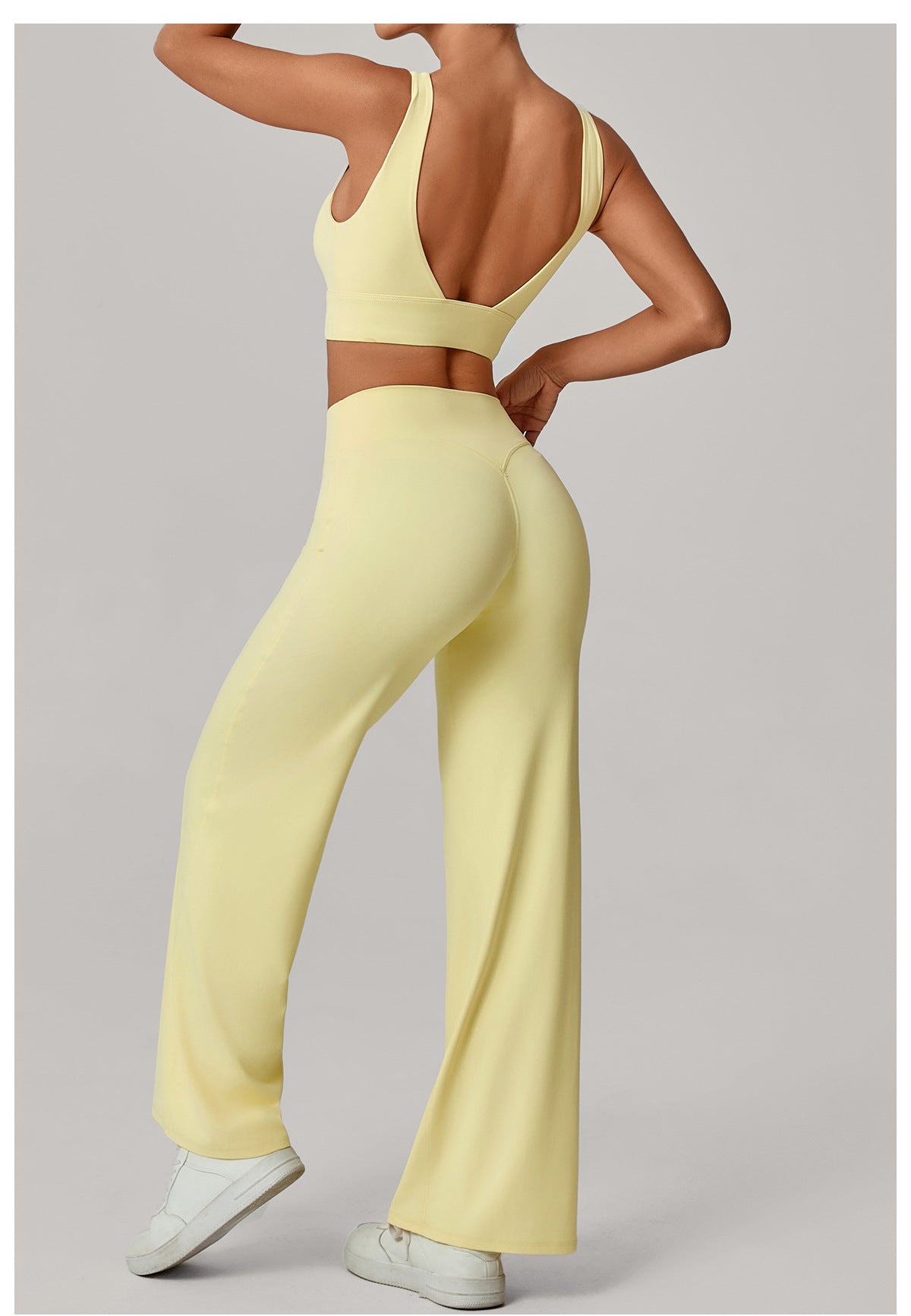 Double Shoulder Strap Bra & Straight Leg Yoga Trousers Set