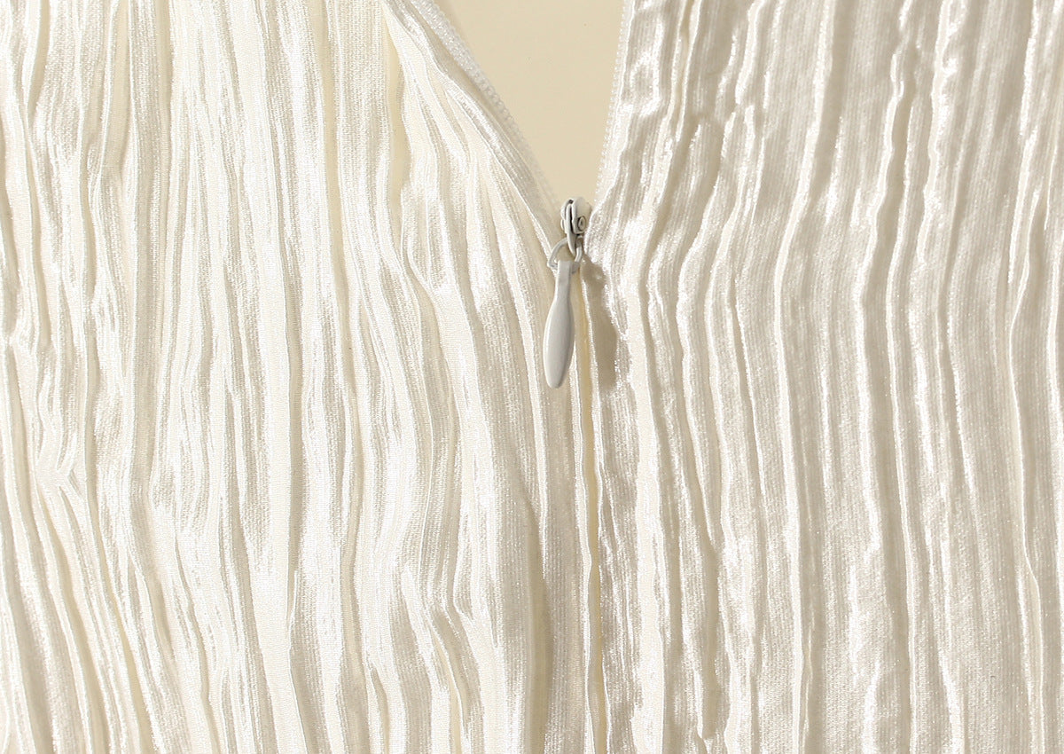 Pleated Floral Ruffled Dress – Asymmetric Retro Summer Style - Modestly Vogue 