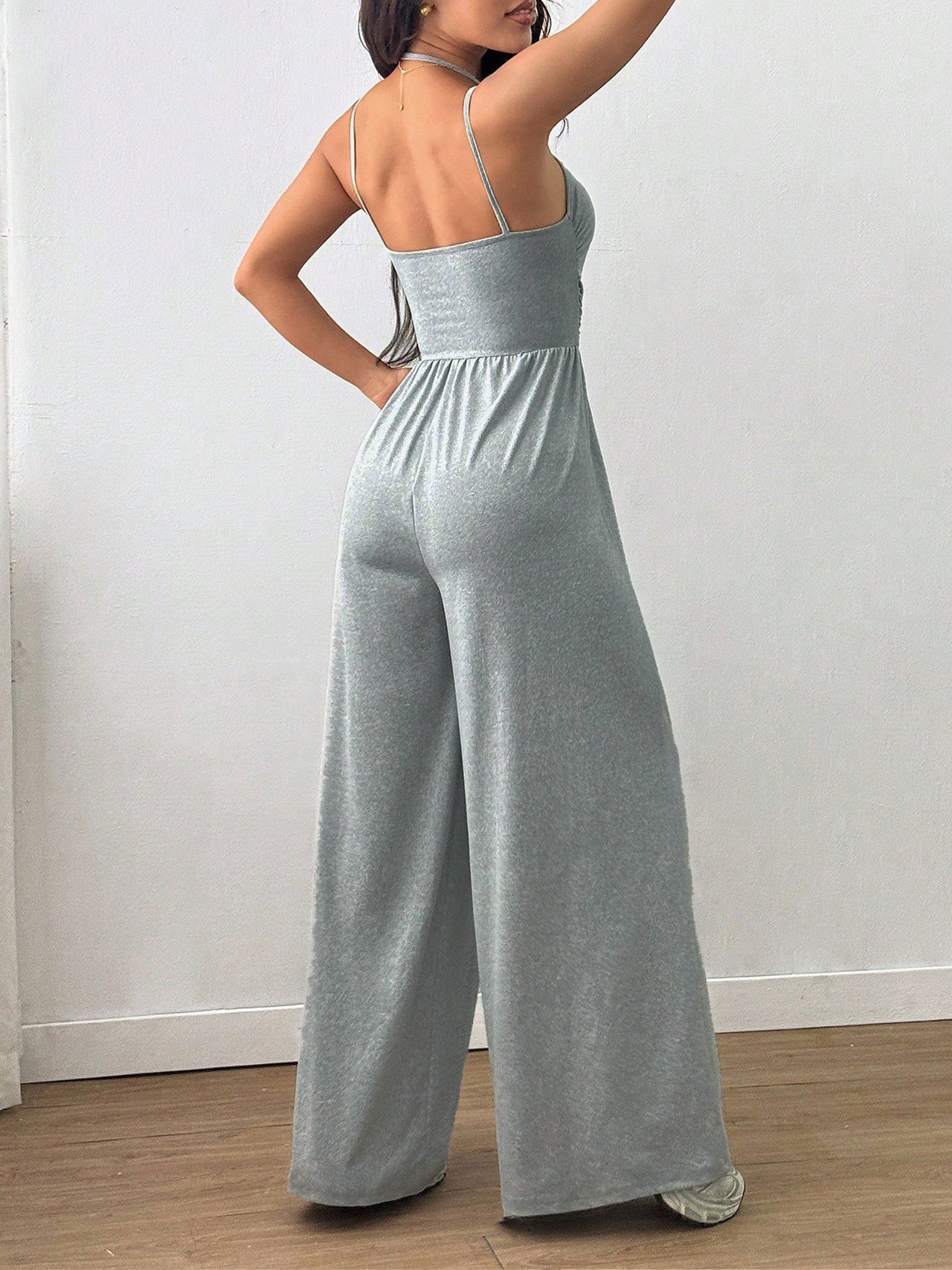 Suspender Women Casual Summer Wide Leg Loose Wrapped Chest Nipped Waist Jumpsuit - Modestly Vogue 