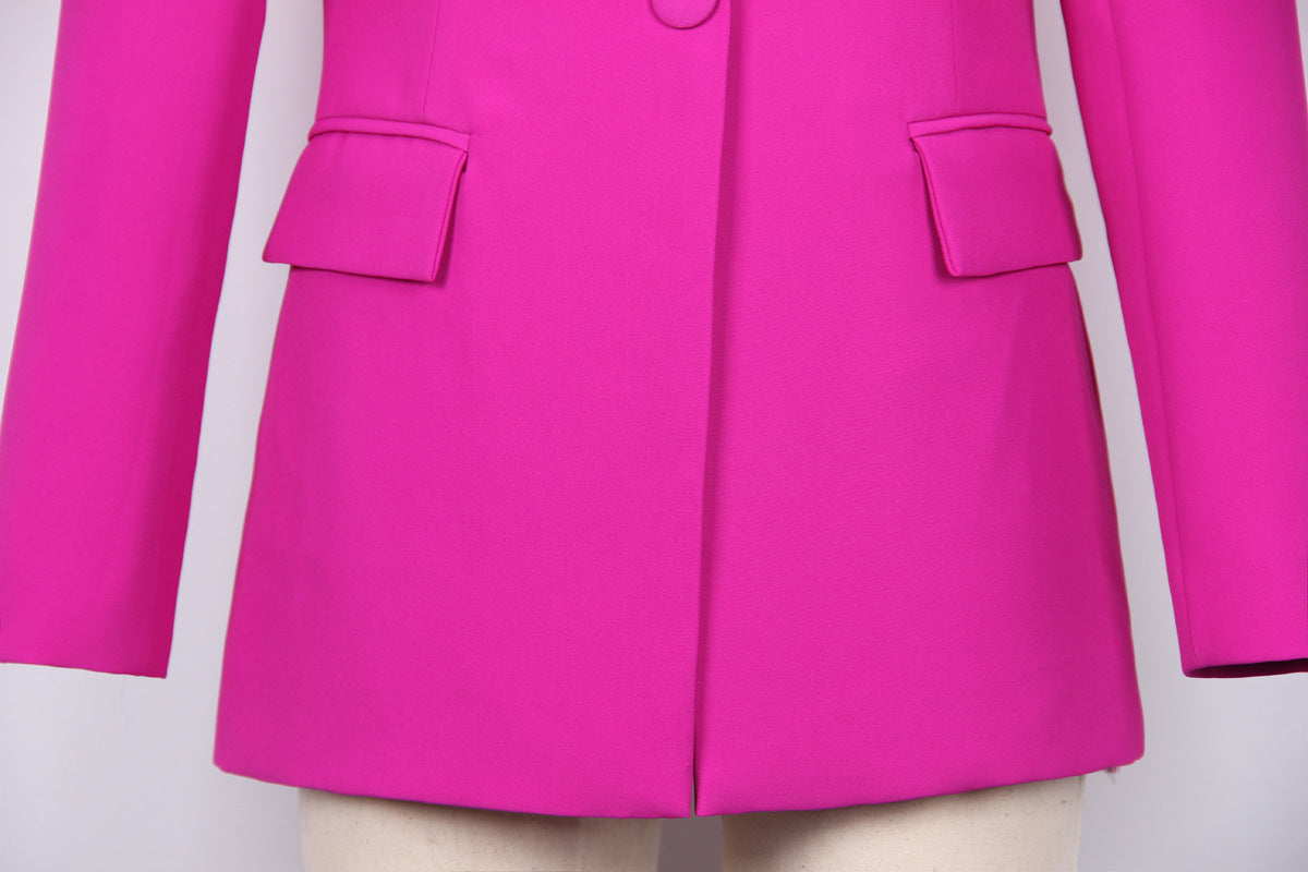 Red Wide Leg Tailored Elegant Pant Set Suit - Modestly Vogue 