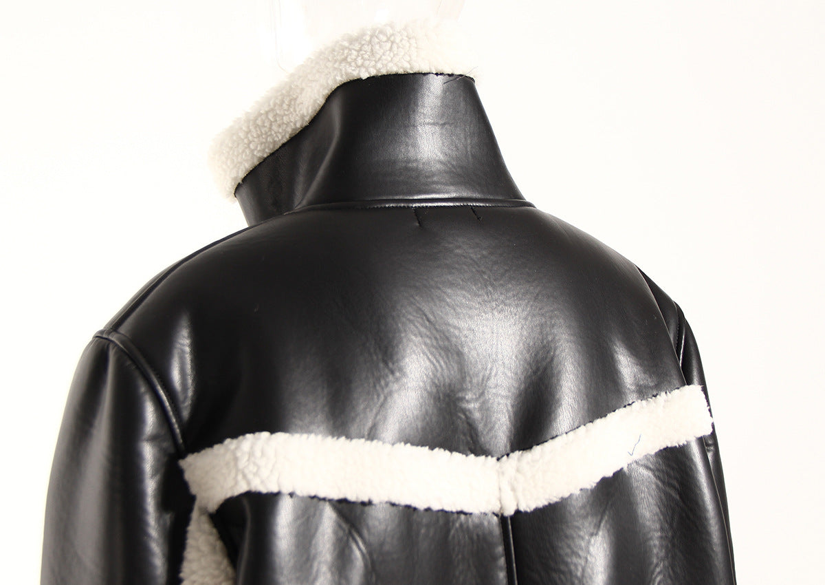 Women’s Color Contrast Patchwork Long Overcoat – Autumn Winter