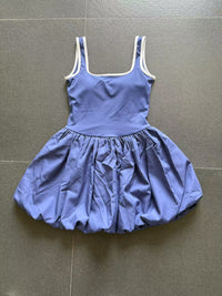 Contrast Color Nude Feel Faux Two Pieces Sports Dress Women Anti Exposure Bottoming Outdoor Running Fitness Tennis Dress