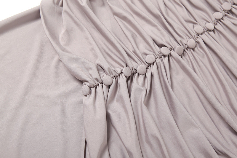 High Waist Ruched Elegant Long Sleeved Holiday Maxi Dress - Modestly Vogue 