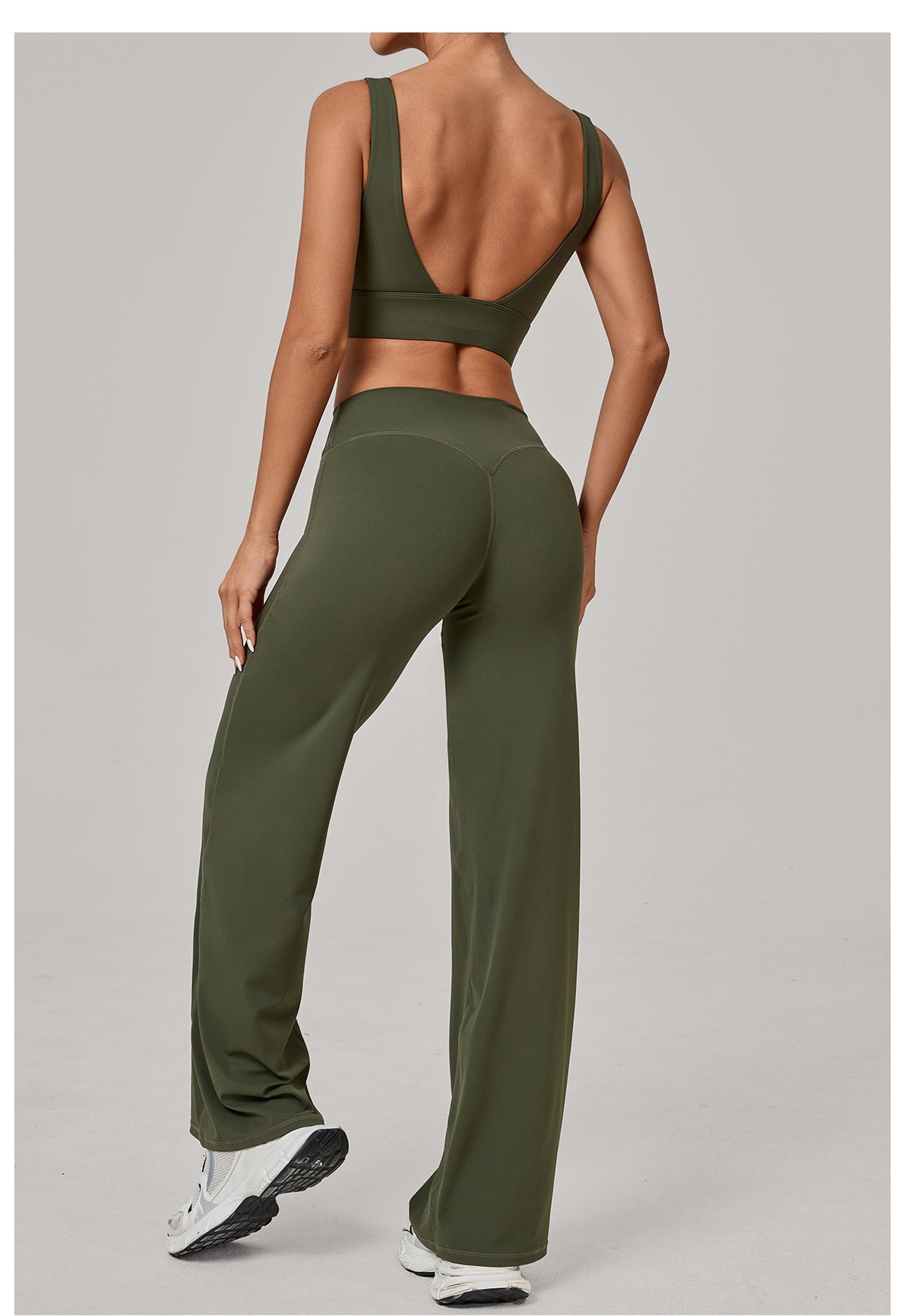 Double Shoulder Strap Bra & Straight Leg Yoga Trousers Set