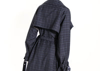 British Plaid Trench Coat for Women with Waist Belt - Modestly Vogue 