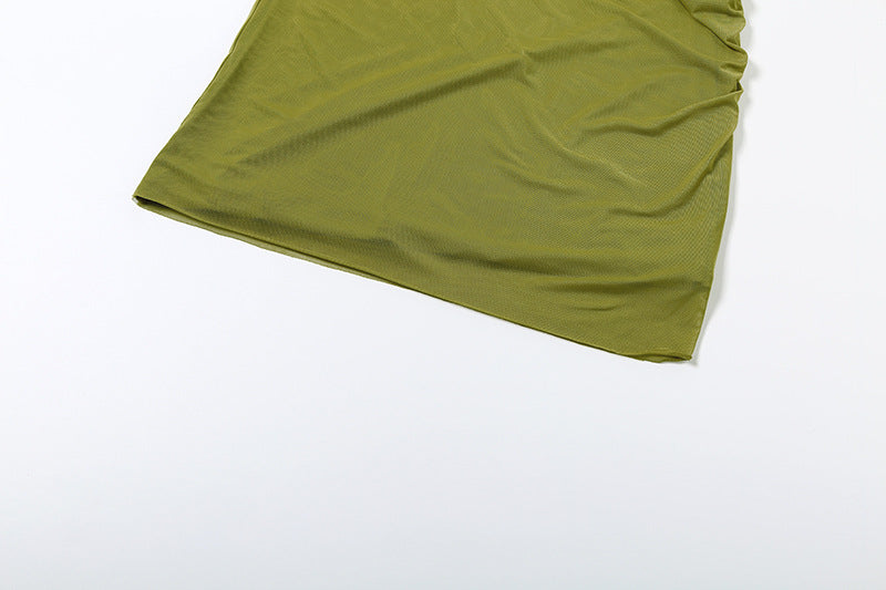 Women’s Autumn Winter Slim Fit Asymmetric Pleated Maxi Dress