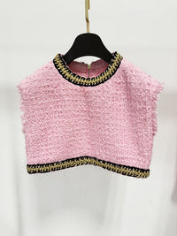 Pastel Autumn Winter Star Heavy Industry Chain Decoration Ultra Short Sleeveless Vest Top - Modestly Vogue 