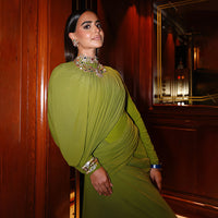 Women’s Autumn Winter Slim Fit Asymmetric Pleated Maxi Dress