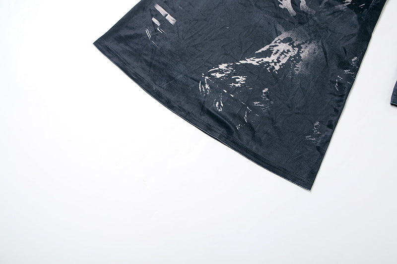 Animal Print Round Neck Long Sleeve Maxi Dress - Modestly Vogue 