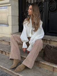 Cotton Corduroy Trousers Fall Retro Wide Leg Pants Loose Casual Trousers Women