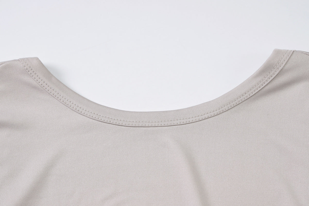 Women’s Slim Fit Long Sleeve Backless Solid Color Top