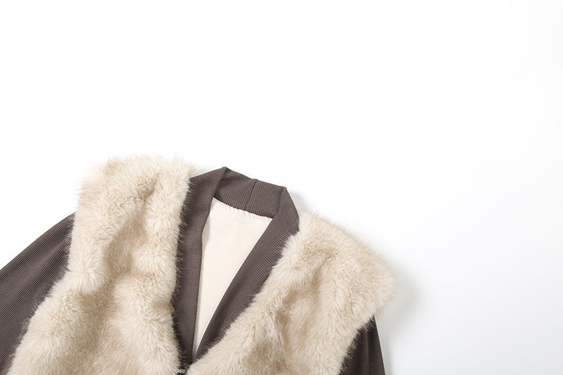 Cropped Fur Trim Sweater Jacket - Modestly Vogue 