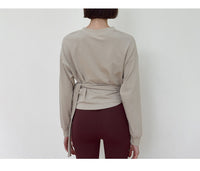 Women’s Short Cotton Lace-Up Yoga Fitness Sweater