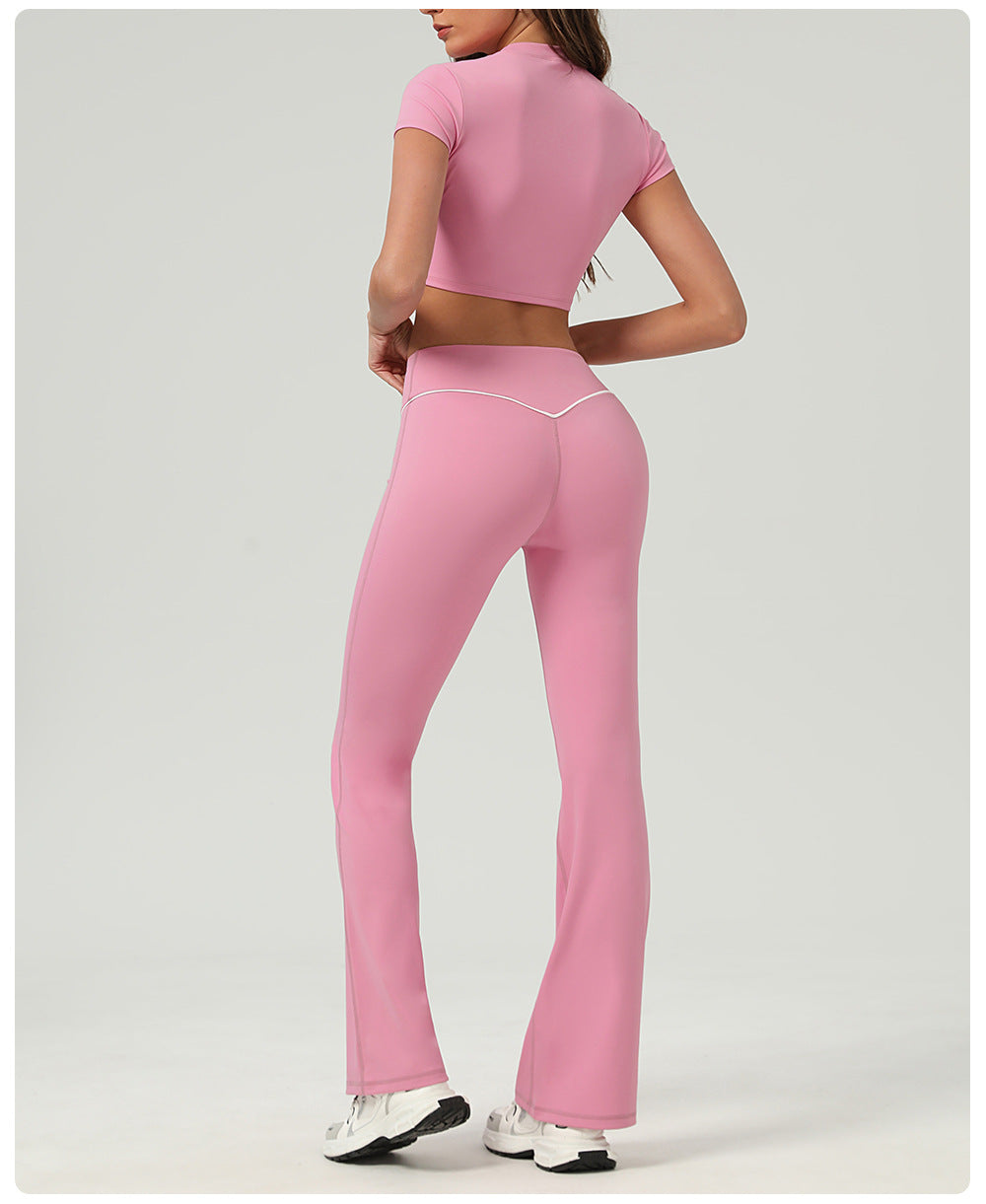 High-Waist Quick-Drying Yoga Trousers – Wide Leg Bell Bottoms for Women