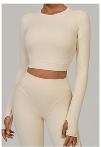 Long Sleeve Yoga Clothes High Strength Workout Clothes Pilates Running Sport Long Sleeve Top