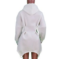 Pastel Autumn Winter Women Clothing Solid Color Casual Loose Long Sleeve Hooded Dress - Modestly Vogue 