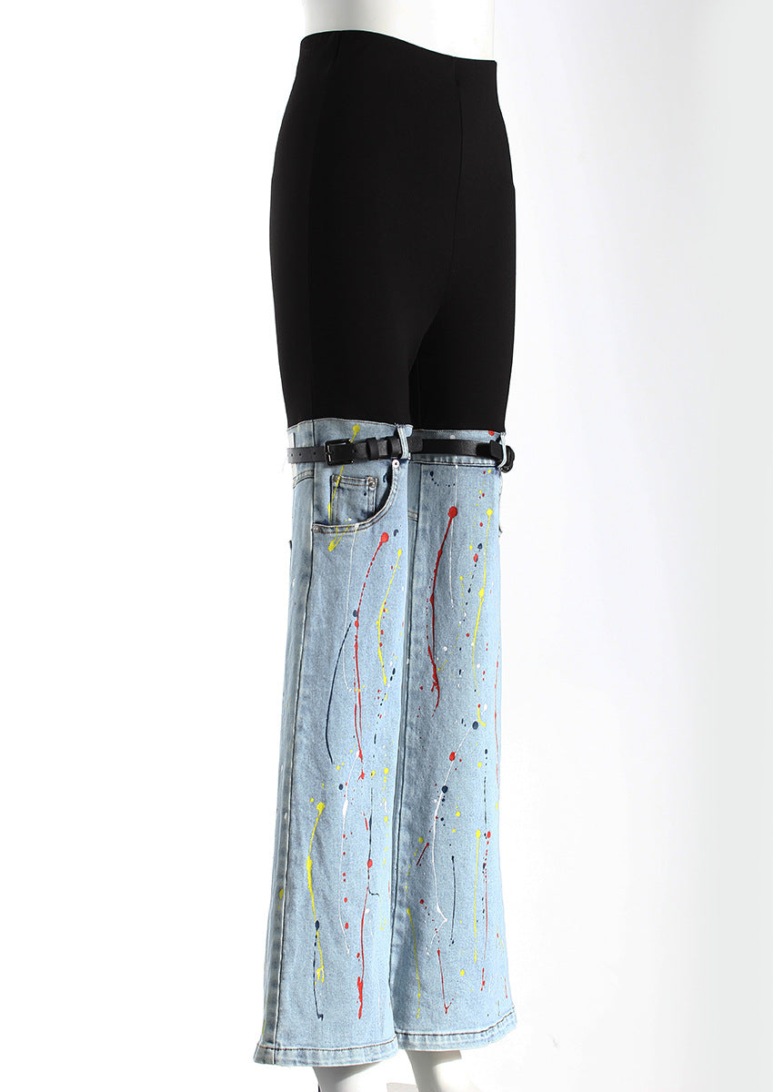 Denim Splash Paint Jeans - Modestly Vogue 