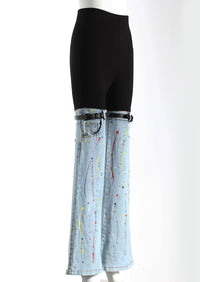 Denim Splash Paint Jeans - Modestly Vogue 