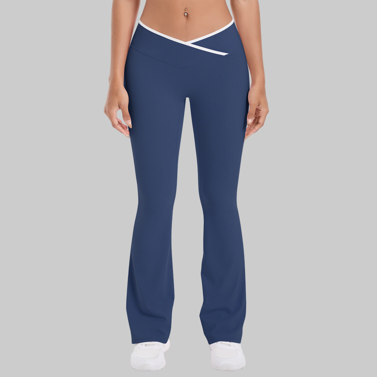 Nude Feel Yoga Pants Cross High Waist Wide Leg Bell Bottoms Women Sports Fitness Pants - Modestly Vogue 