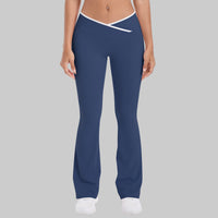 Nude Feel Yoga Pants Cross High Waist Wide Leg Bell Bottoms Women Sports Fitness Pants - Modestly Vogue 