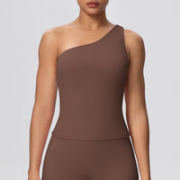 One Shoulder Slim Fit Workout Vest | Quick Drying Yoga Sports Top - Modestly Vogue 