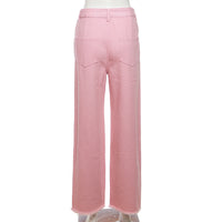 Contrast Color High Waist Loose Casual Jeans Pants - Modestly Vogue 