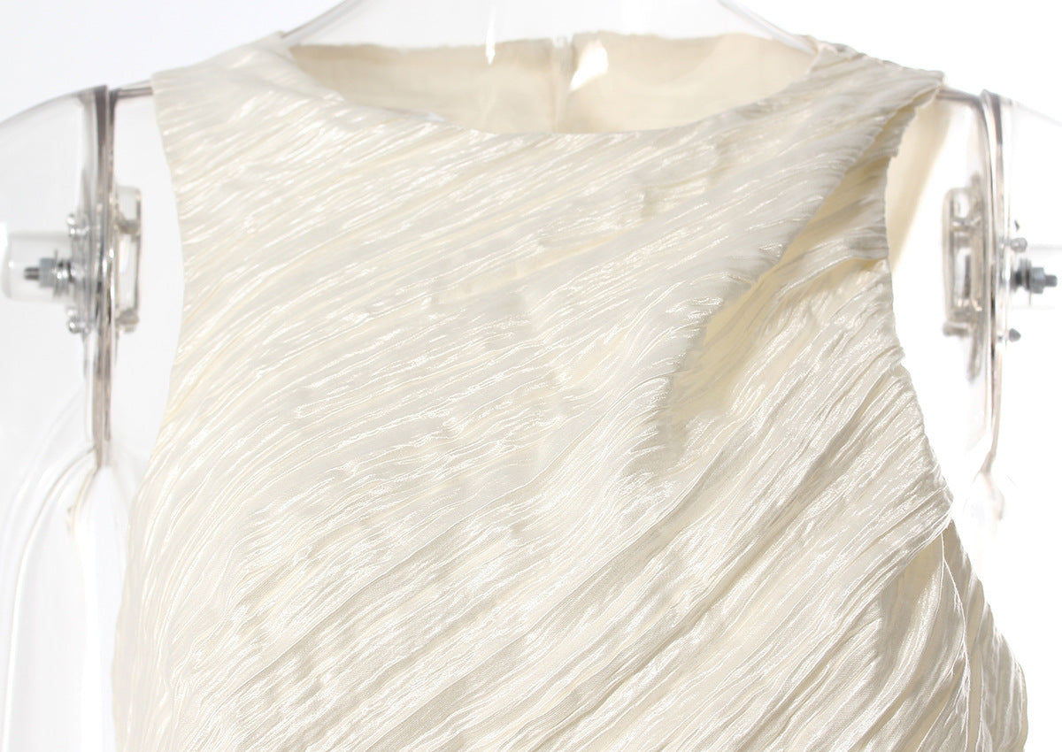 Pleated Floral Ruffled Dress – Asymmetric Retro Summer Style - Modestly Vogue 