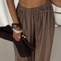 Women Clothing Autumn High Waist Loose Lace up Trousers All Matching Comfortable Casual Pants