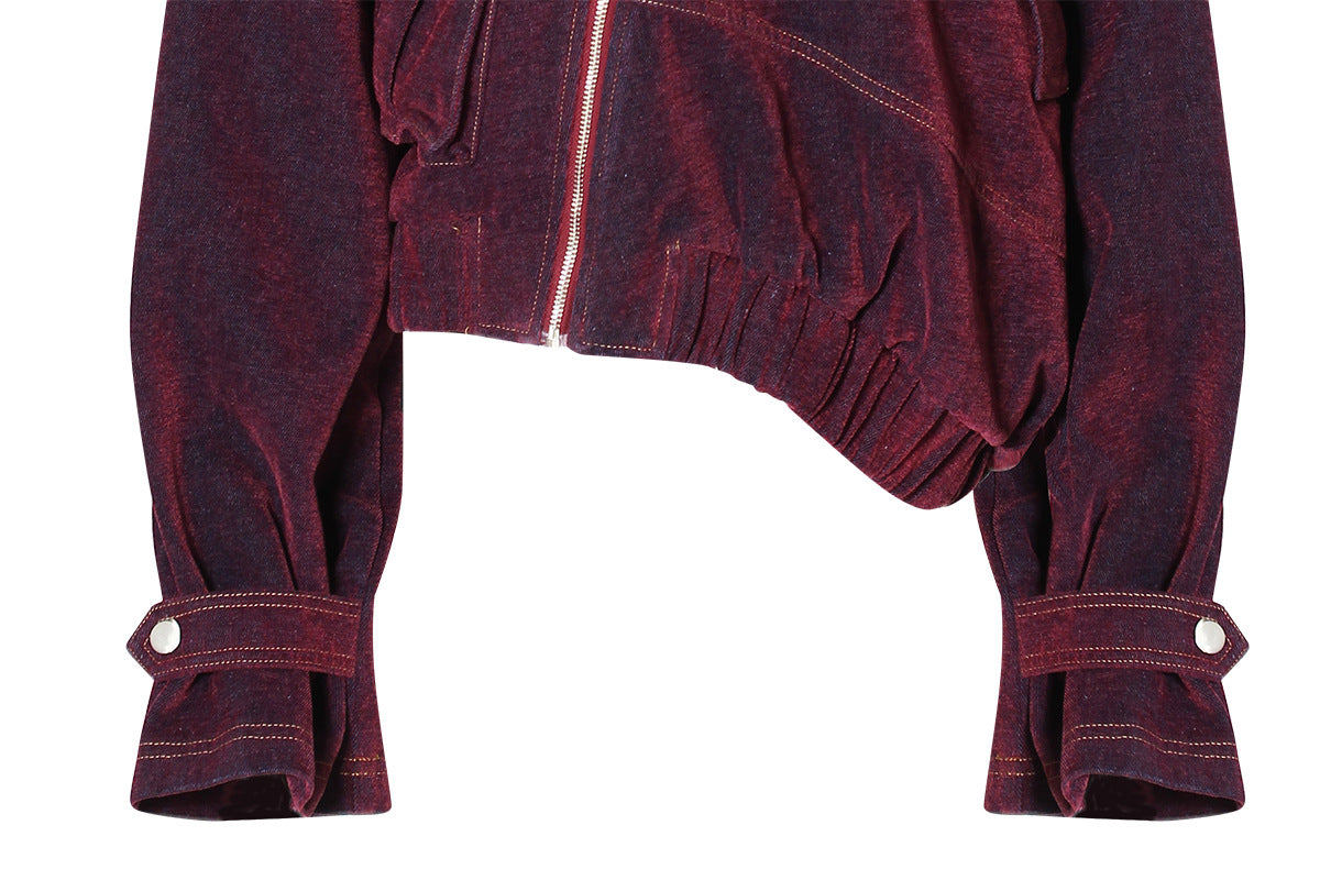 Women’s Asymmetric Retro Short Denim Jacket – Spring Autumn