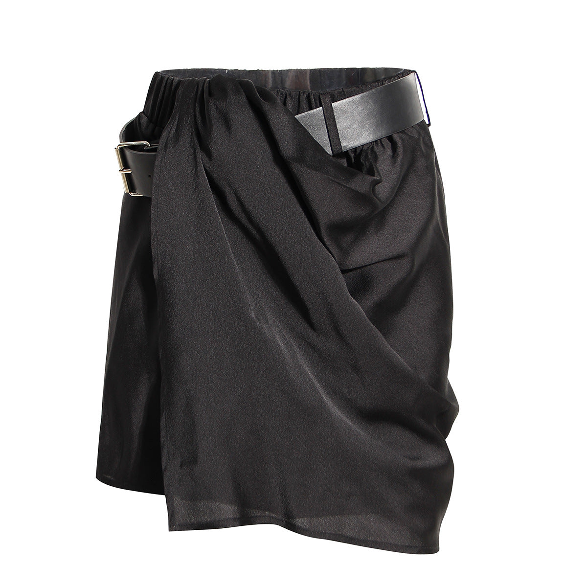 Dark Asymmetric Ruched Two Piece Outfit – Cropped Fall Set - Modestly Vogue 