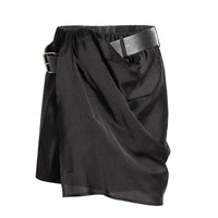 Dark Asymmetric Ruched Two Piece Outfit – Cropped Fall Set - Modestly Vogue 