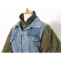 Blue Winter Loose Color Matching Denim Cotton Jacket Jacket Coat Women Small - Modestly Vogue 