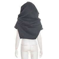 Women Clothing Autumn Winter Solid Color Casual Large Collar Sleeveless Contrast Color Drawstring Hooded Sweater Top