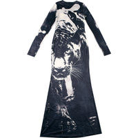 Animal Print Round Neck Long Sleeve Maxi Dress - Modestly Vogue 