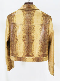 Snakeskin Leather Jacket & Flared Pants | Bold Co-Ord Set - Modestly Vogue 