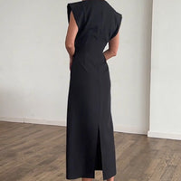 The Structured Button Detail Midi Dress - Modestly Vogue 